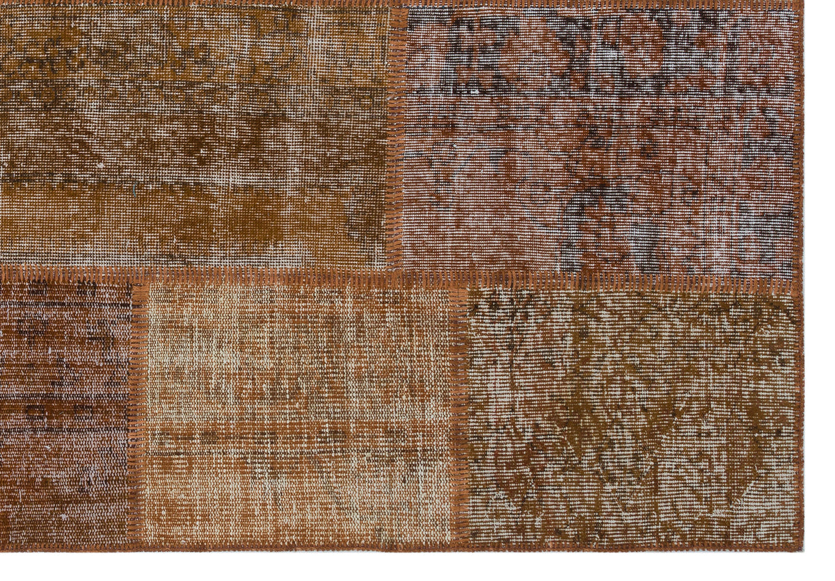 Brown Over Dyed Patchwork Unique Rug 5&#39;3&#39;&#39; x 7&#39;7&#39;&#39; ft 160 x 230 cm