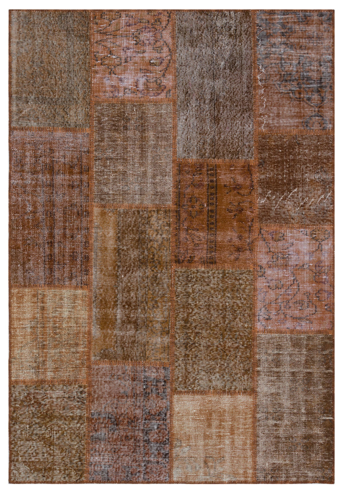 Brown Over Dyed Patchwork Unique Rug 5&#39;3&#39;&#39; x 7&#39;7&#39;&#39; ft 160 x 230 cm