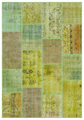 Green Over Dyed Patchwork Unique Rug 5'3'' x 7'7'' ft 160 x 230 cm