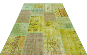 Green Over Dyed Patchwork Unique Rug 5'3'' x 7'7'' ft 160 x 230 cm