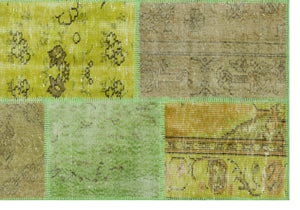 Green Over Dyed Patchwork Unique Rug 5'3'' x 7'7'' ft 160 x 230 cm