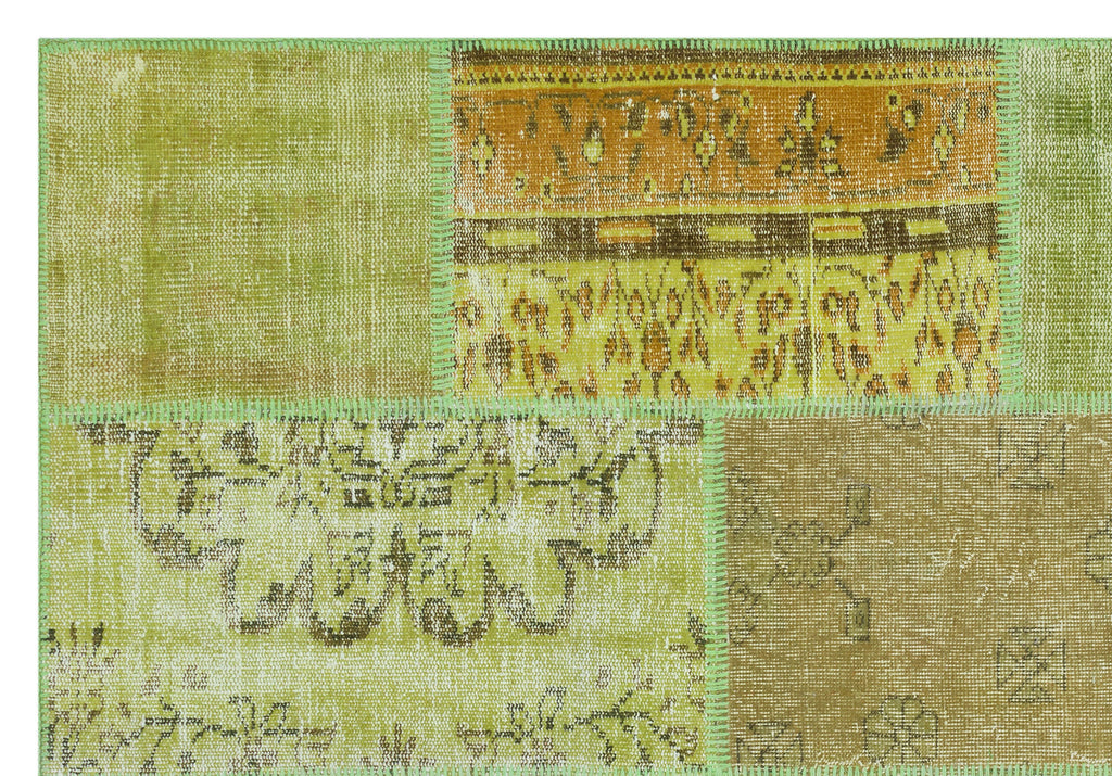 Green Over Dyed Patchwork Unique Rug 5'3'' x 7'7'' ft 160 x 230 cm