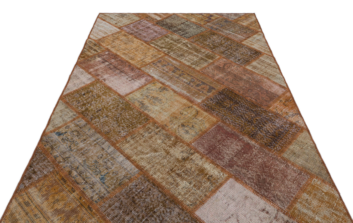 Brown Over Dyed Patchwork Unique Rug 5&#39;3&#39;&#39; x 7&#39;7&#39;&#39; ft 160 x 230 cm