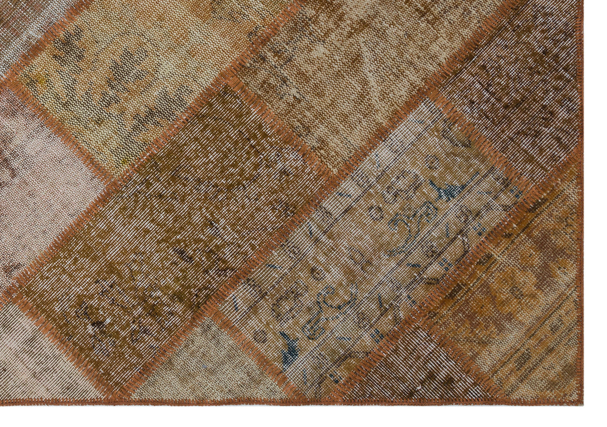 Brown Over Dyed Patchwork Unique Rug 5&#39;3&#39;&#39; x 7&#39;7&#39;&#39; ft 160 x 230 cm