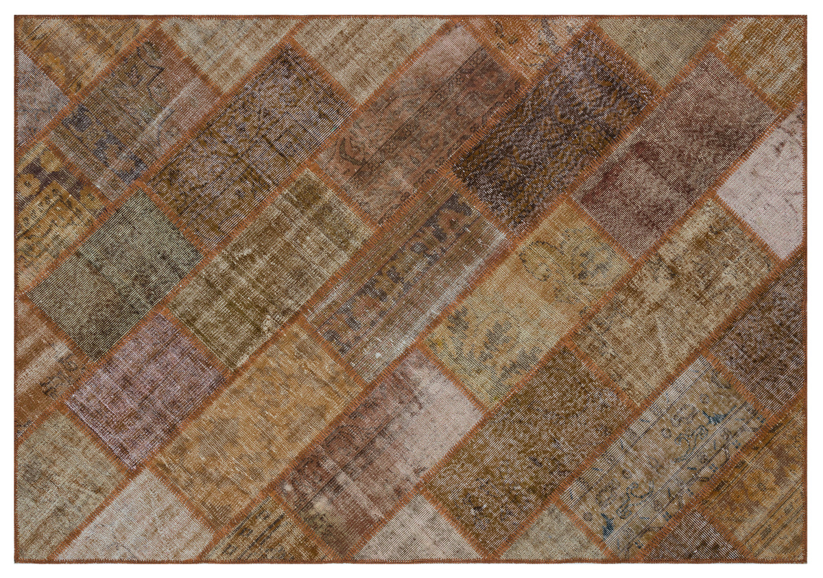 Brown Over Dyed Patchwork Unique Rug 5&#39;3&#39;&#39; x 7&#39;7&#39;&#39; ft 160 x 230 cm