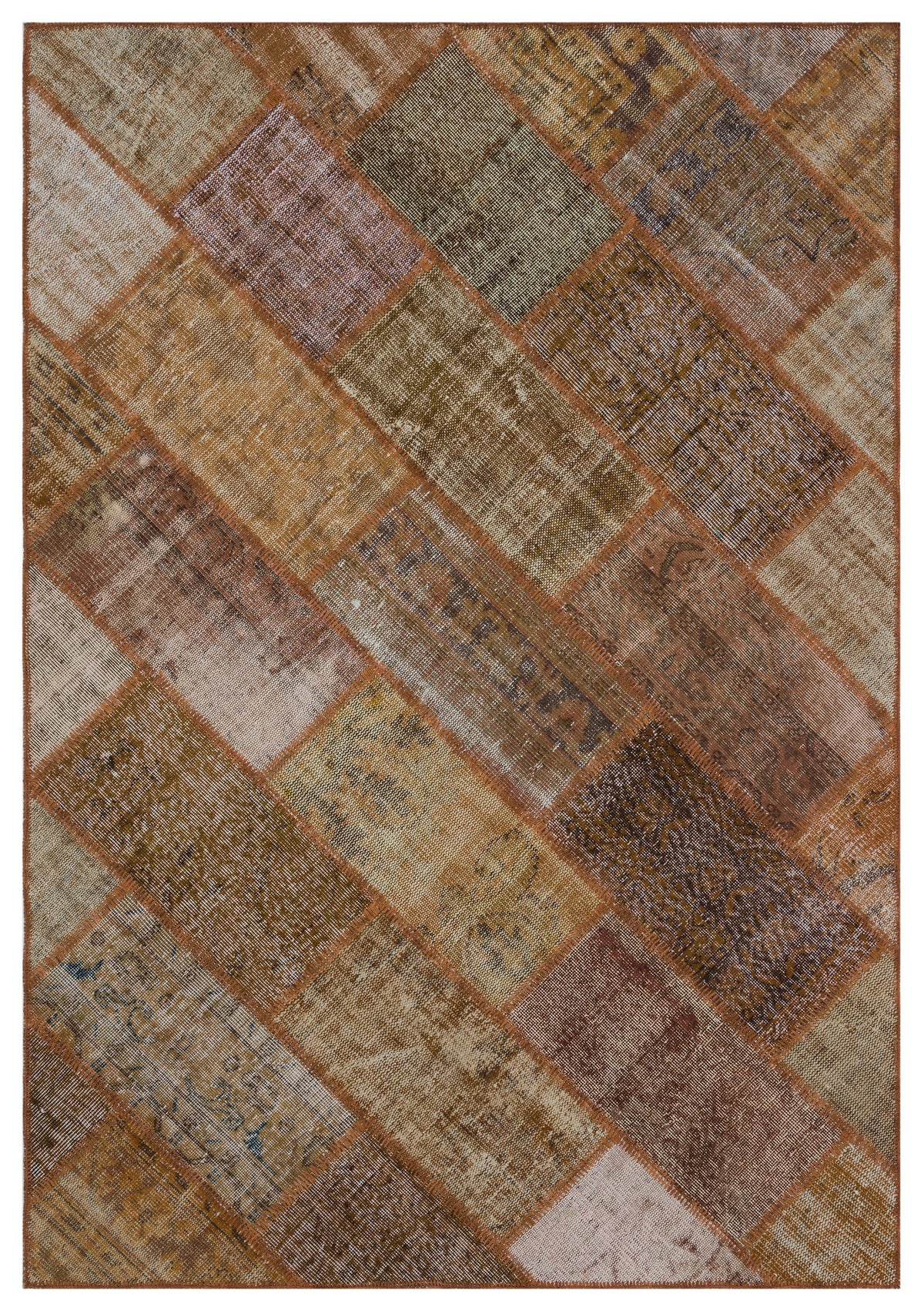 Brown Over Dyed Patchwork Unique Rug 5&#39;3&#39;&#39; x 7&#39;7&#39;&#39; ft 160 x 230 cm