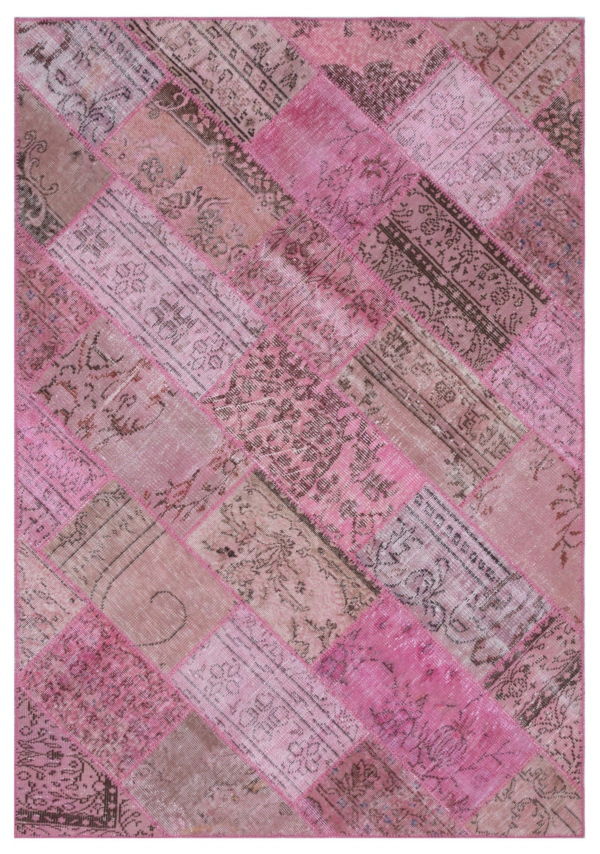 Pink Over Dyed Patchwork Unique Rug 5&#39;3&#39;&#39; x 7&#39;7&#39;&#39; ft 160 x 230 cm
