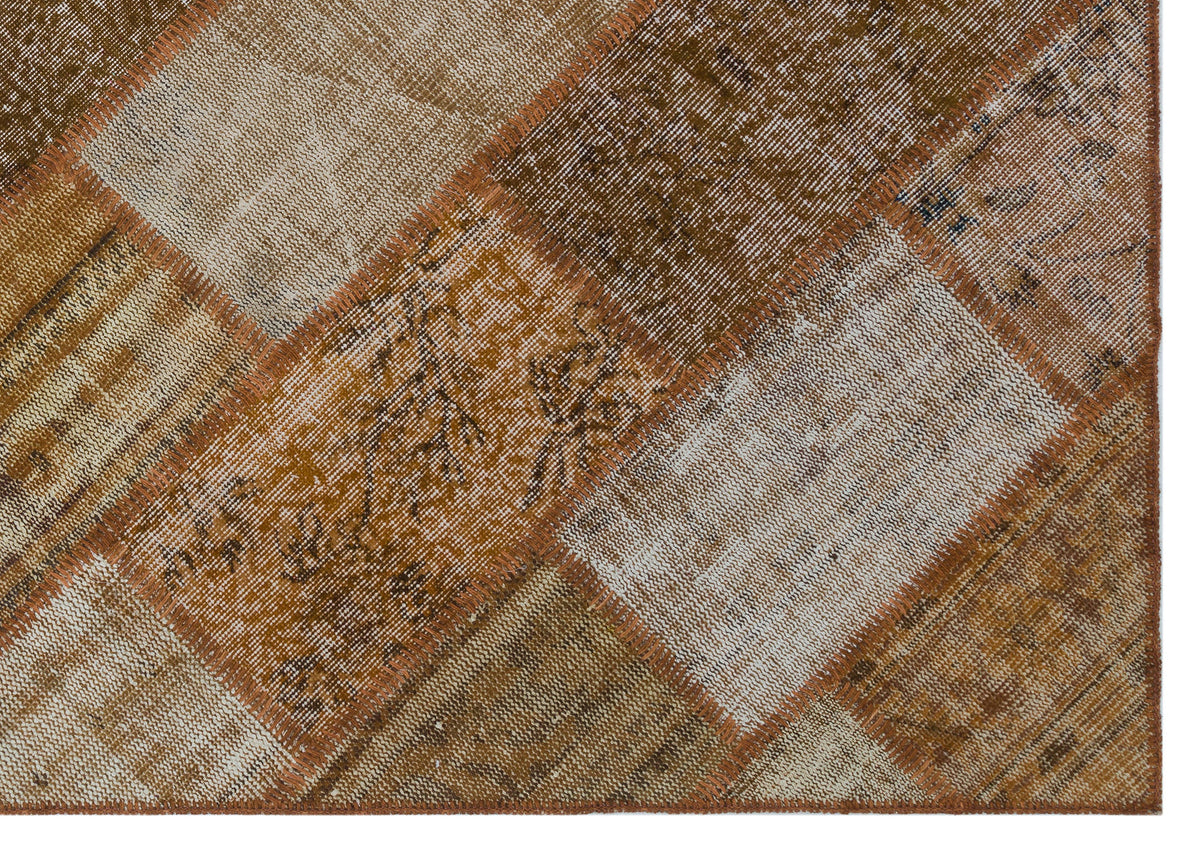 Brown Over Dyed Patchwork Unique Rug 5&#39;3&#39;&#39; x 7&#39;7&#39;&#39; ft 160 x 230 cm
