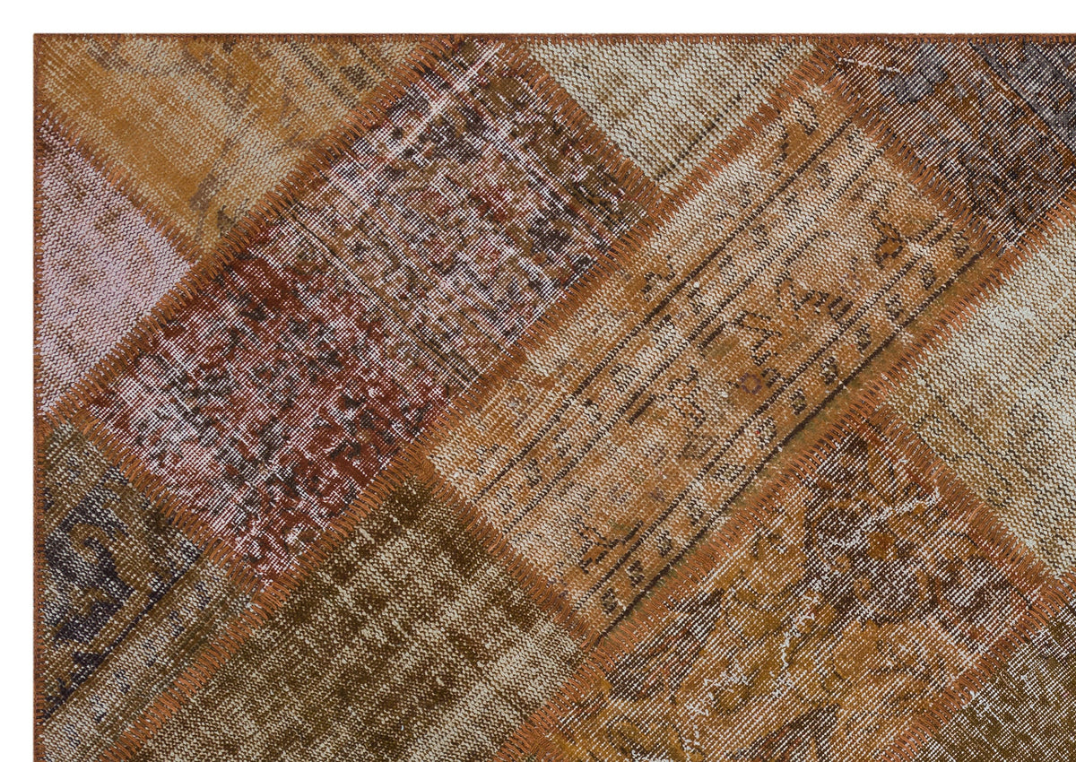 Brown Over Dyed Patchwork Unique Rug 5&#39;3&#39;&#39; x 7&#39;7&#39;&#39; ft 160 x 230 cm