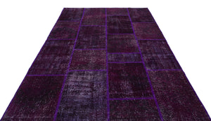 Purple Over Dyed Patchwork Unique Rug 6'3'' x 9'2'' ft 190 x 280 cm