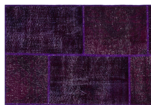 Purple Over Dyed Patchwork Unique Rug 6'3'' x 9'2'' ft 190 x 280 cm