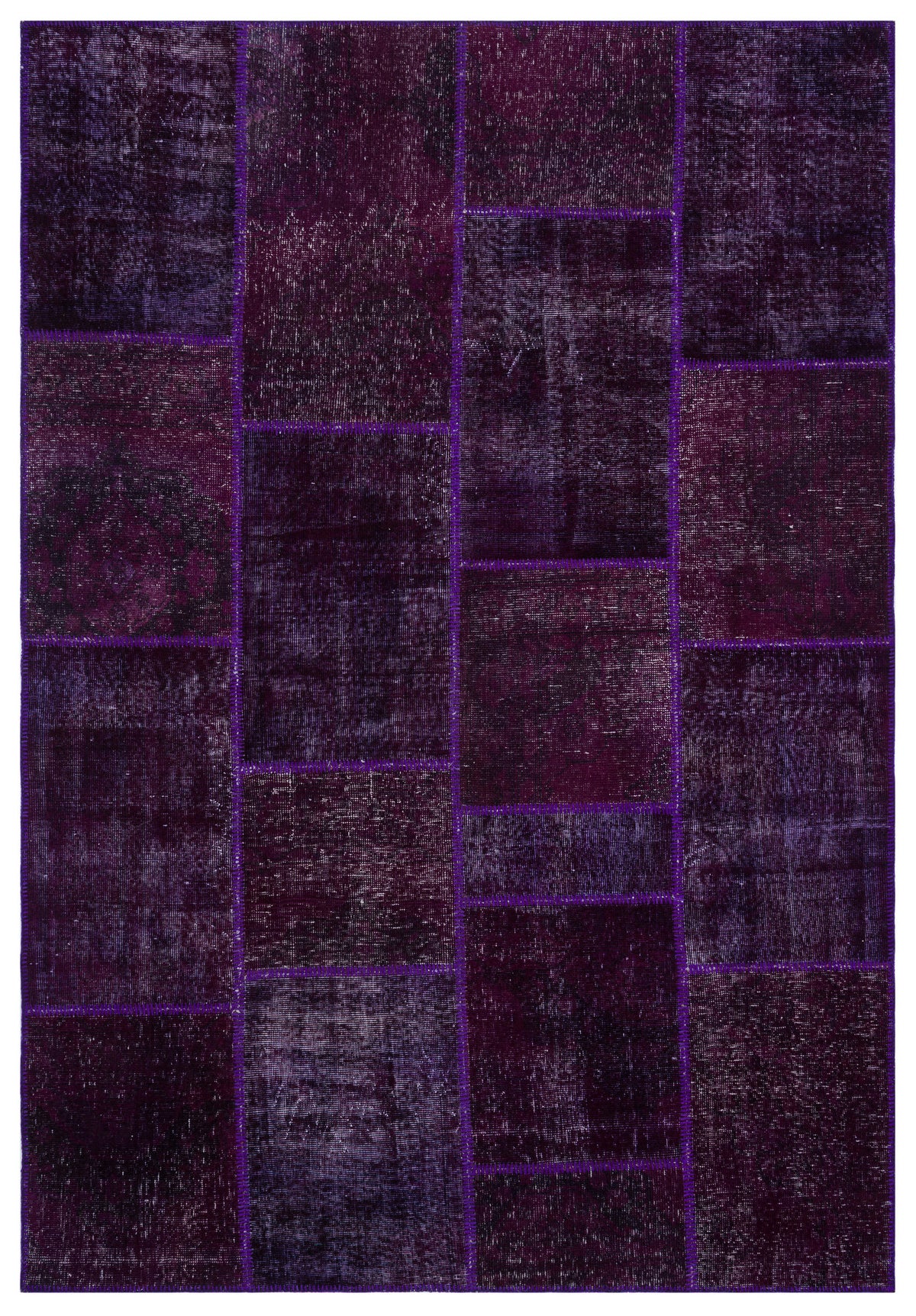 Purple Over Dyed Patchwork Unique Rug 6&#39;3&#39;&#39; x 9&#39;2&#39;&#39; ft 190 x 280 cm