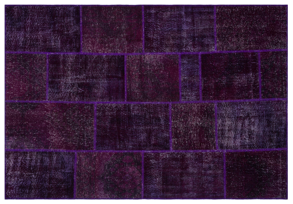Purple Over Dyed Patchwork Unique Rug 6'3'' x 9'2'' ft 190 x 280 cm