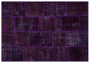Purple Over Dyed Patchwork Unique Rug 6'3'' x 9'2'' ft 190 x 280 cm
