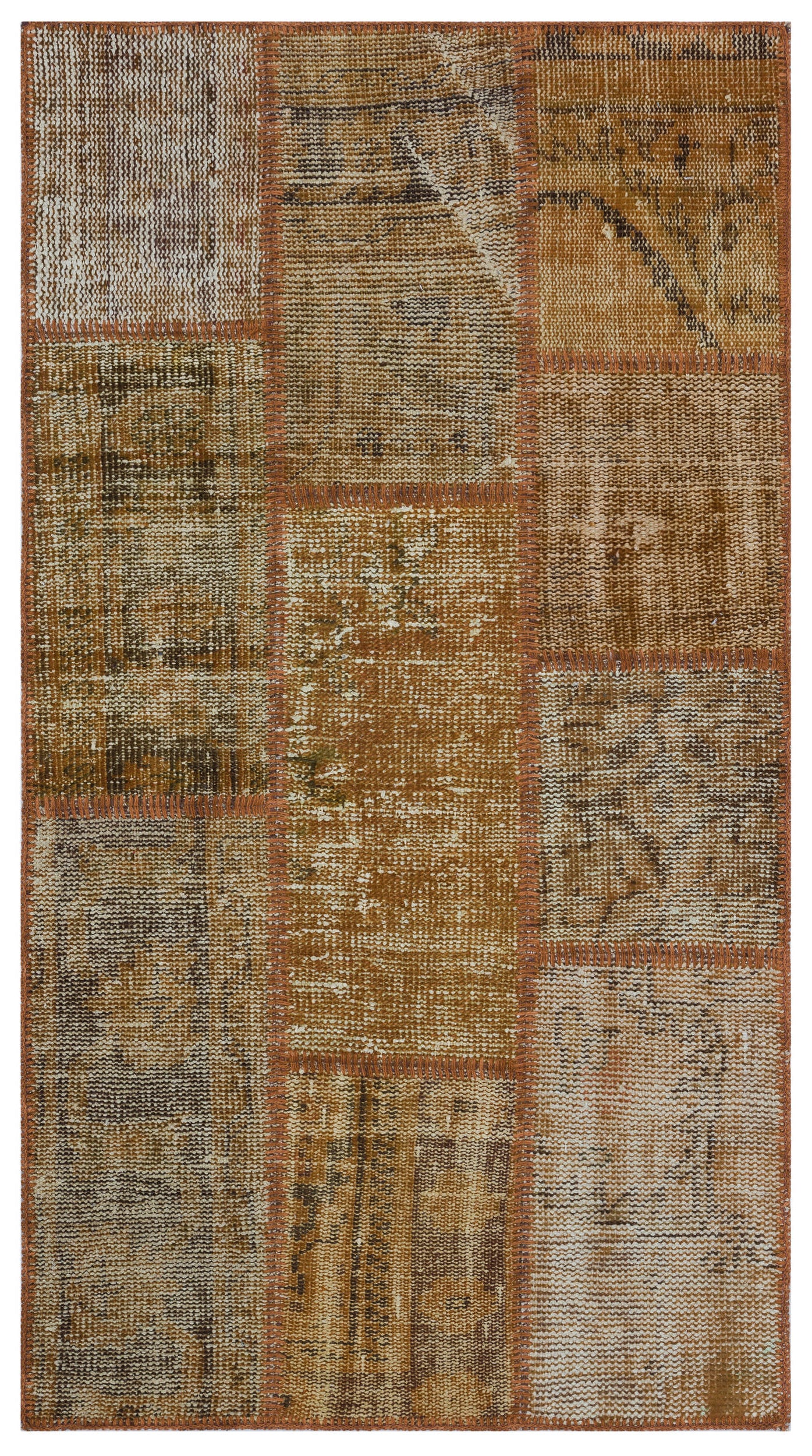 Brown Over Dyed Patchwork Unique Rug 2'7'' x 4'11'' ft 80 x 150 cm