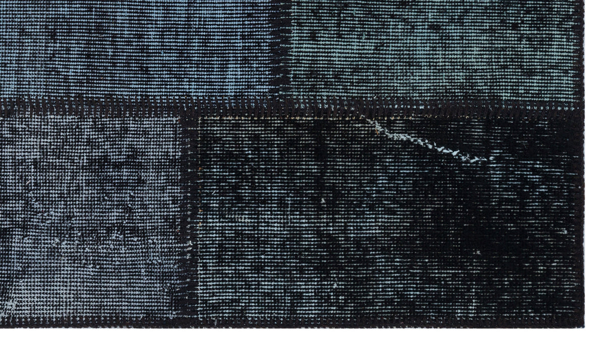 Black Over Dyed Patchwork Unique Rug 2&#39;7&#39;&#39; x 4&#39;11&#39;&#39; ft 80 x 150 cm