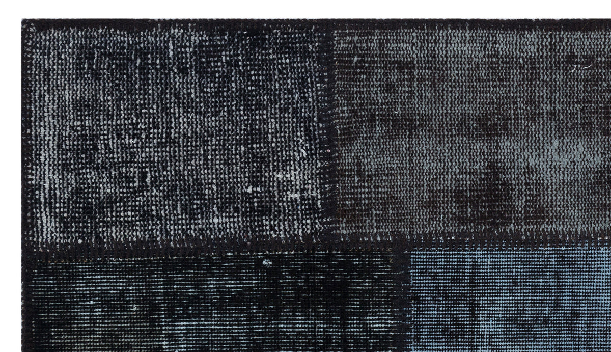 Black Over Dyed Patchwork Unique Rug 2&#39;7&#39;&#39; x 4&#39;11&#39;&#39; ft 80 x 150 cm
