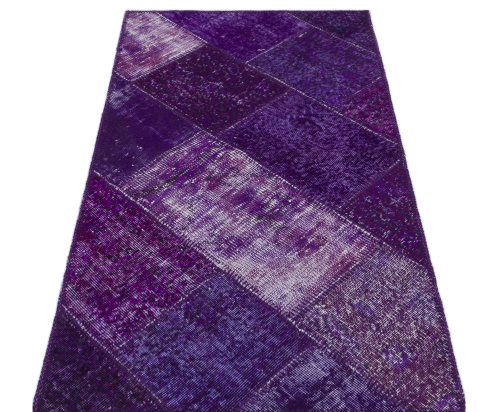 Purple Over Dyed Patchwork Unique Rug 2&#39;7&#39;&#39; x 4&#39;11&#39;&#39; ft 80 x 150 cm
