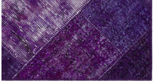 Purple Over Dyed Patchwork Unique Rug 2'7'' x 4'11'' ft 80 x 150 cm