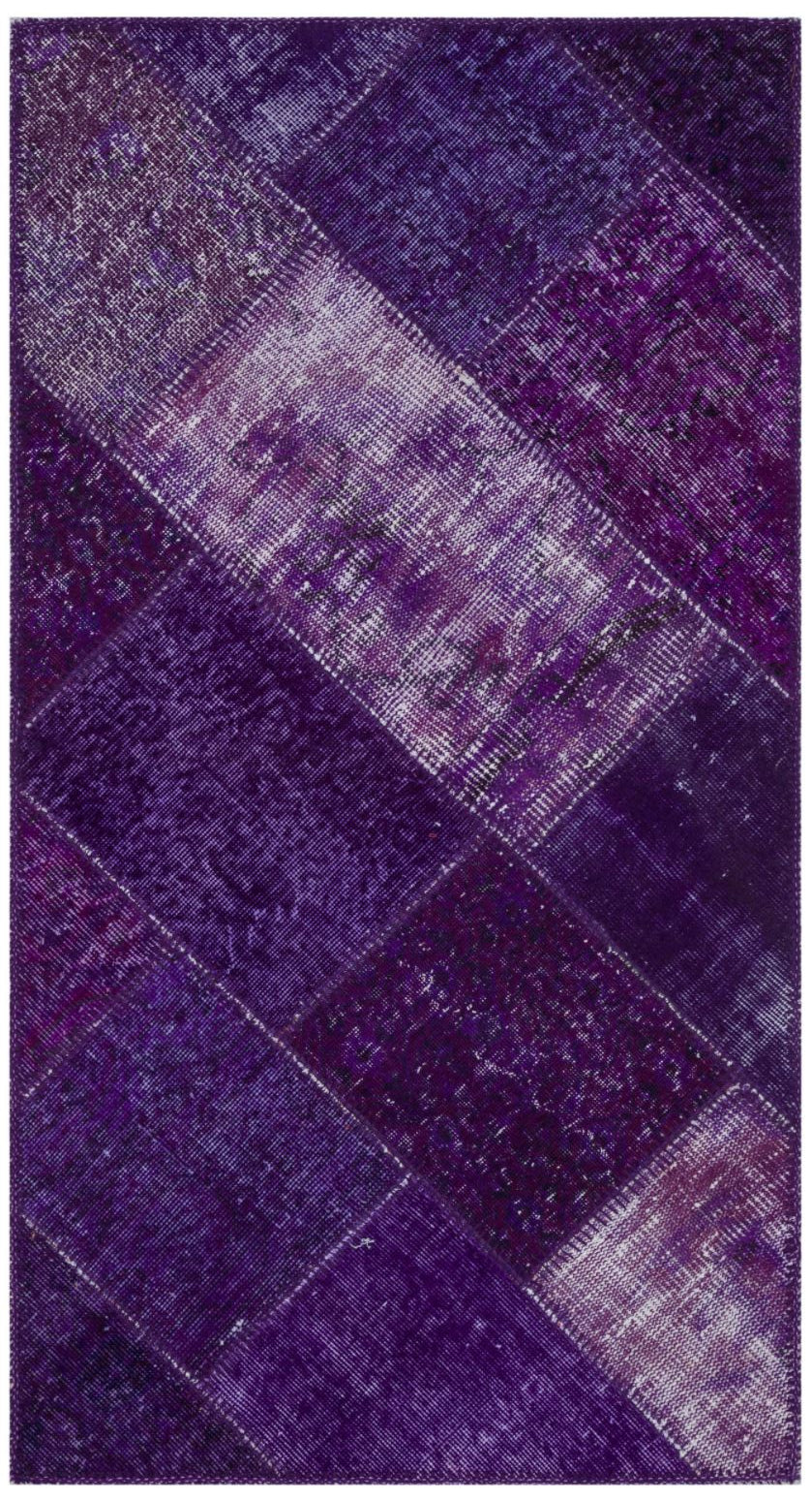 Purple Over Dyed Patchwork Unique Rug 2'7'' x 4'11'' ft 80 x 150 cm