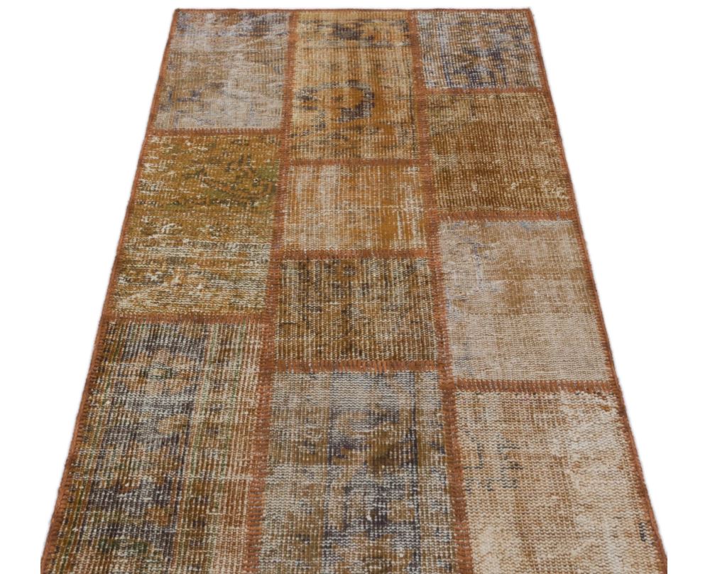 Brown Over Dyed Patchwork Unique Rug 2&#39;7&#39;&#39; x 4&#39;11&#39;&#39; ft 80 x 150 cm