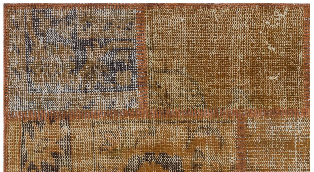 Brown Over Dyed Patchwork Unique Rug 2'7'' x 4'11'' ft 80 x 150 cm