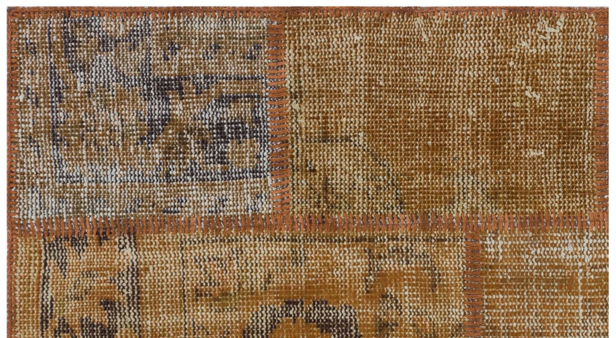 Brown Over Dyed Patchwork Unique Rug 2&#39;7&#39;&#39; x 4&#39;11&#39;&#39; ft 80 x 150 cm