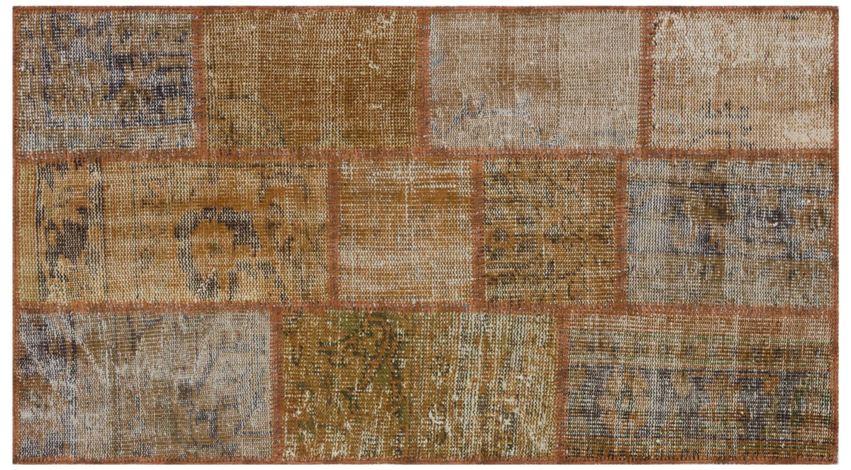 Brown Over Dyed Patchwork Unique Rug 2&#39;7&#39;&#39; x 4&#39;11&#39;&#39; ft 80 x 150 cm