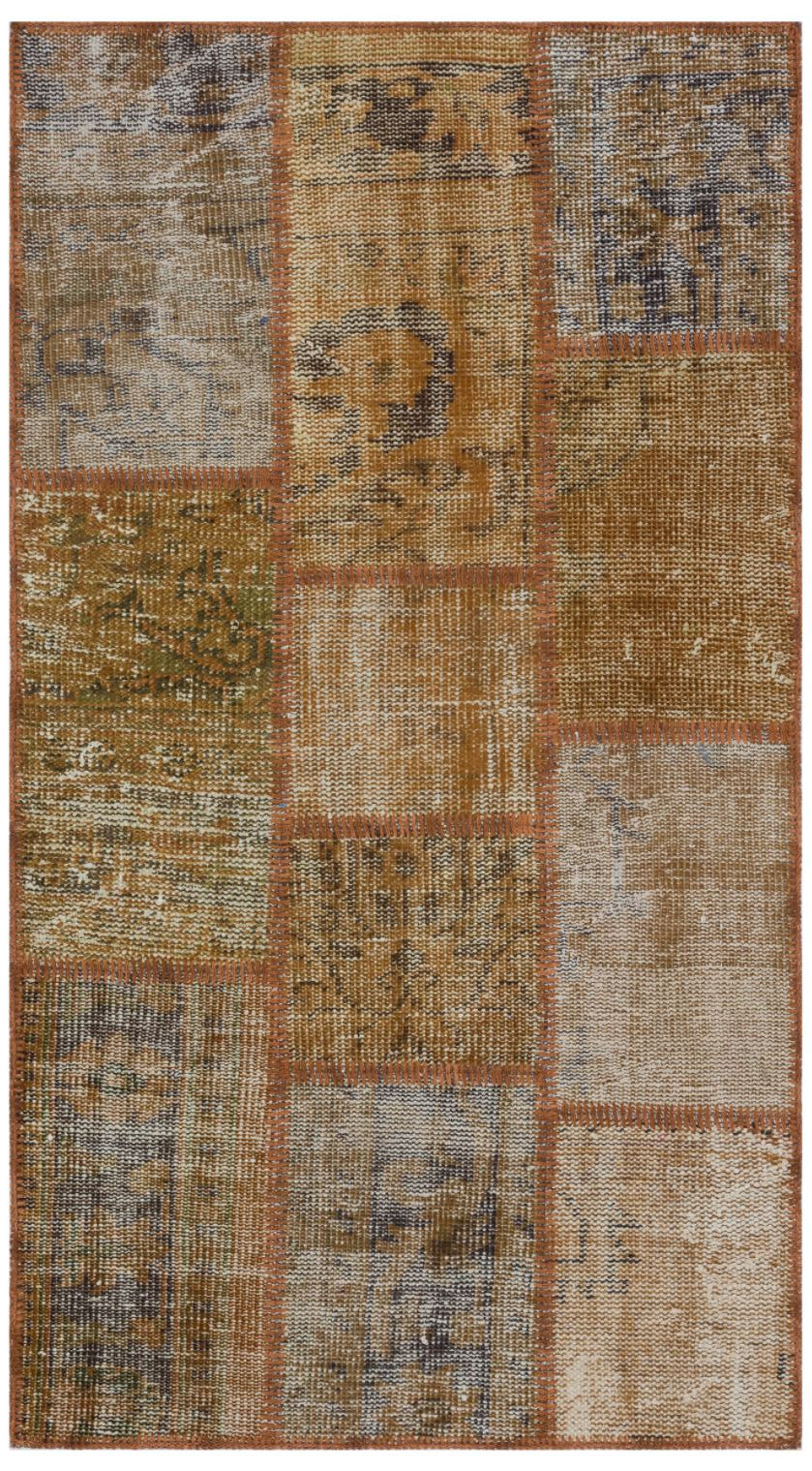Brown Over Dyed Patchwork Unique Rug 2&#39;7&#39;&#39; x 4&#39;11&#39;&#39; ft 80 x 150 cm