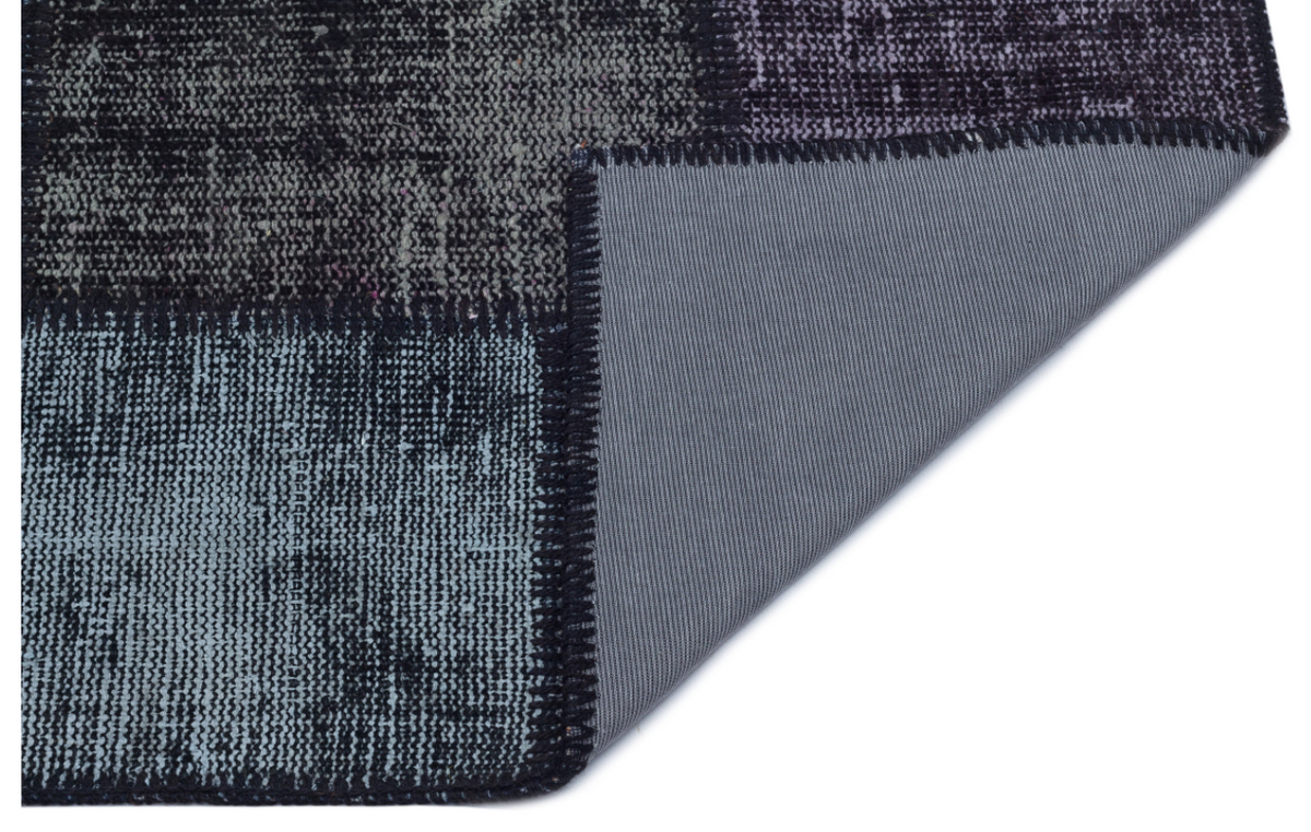 Black Over Dyed Patchwork Unique Rug 2&#39;7&#39;&#39; x 4&#39;11&#39;&#39; ft 80 x 150 cm