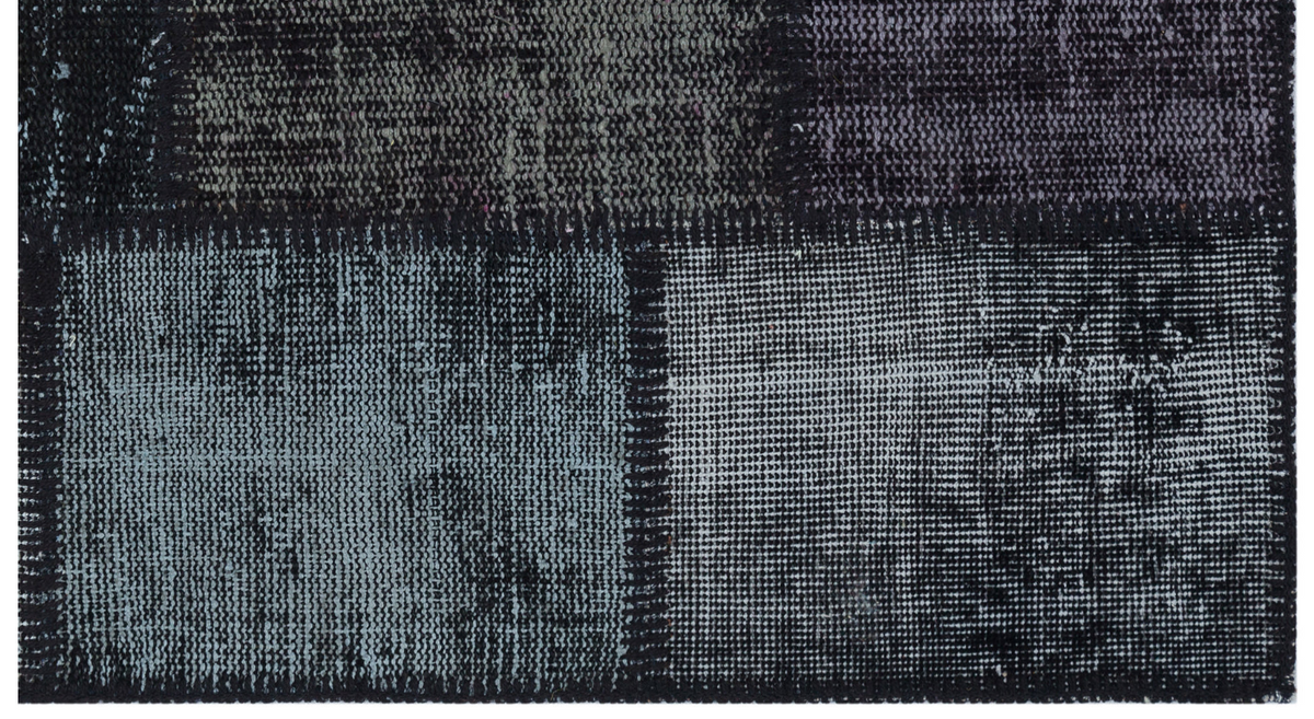 Black Over Dyed Patchwork Unique Rug 2&#39;7&#39;&#39; x 4&#39;11&#39;&#39; ft 80 x 150 cm