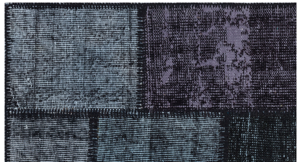 Black Over Dyed Patchwork Unique Rug 2'7'' x 4'11'' ft 80 x 150 cm