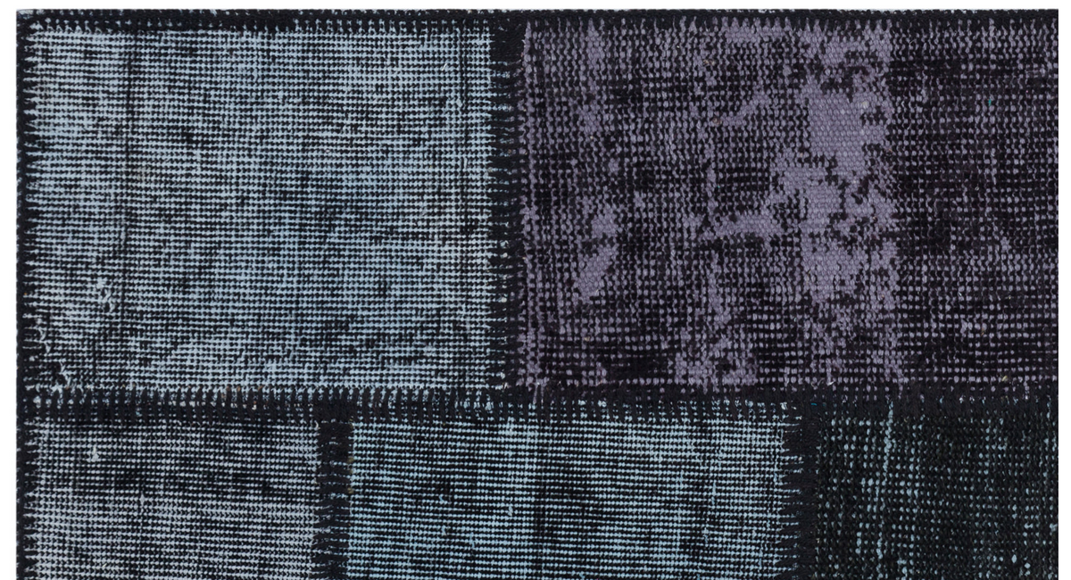 Black Over Dyed Patchwork Unique Rug 2&#39;7&#39;&#39; x 4&#39;11&#39;&#39; ft 80 x 150 cm
