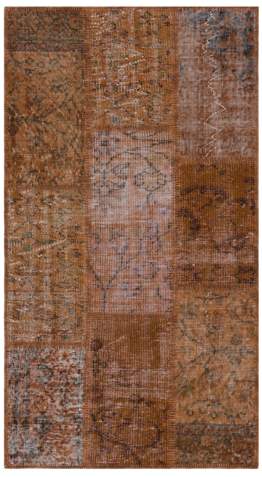 Brown Over Dyed Patchwork Unique Rug 2&#39;7&#39;&#39; x 4&#39;11&#39;&#39; ft 80 x 150 cm