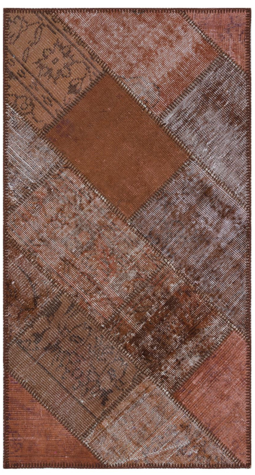 Brown Over Dyed Patchwork Unique Rug 2'7'' x 4'11'' ft 80 x 150 cm