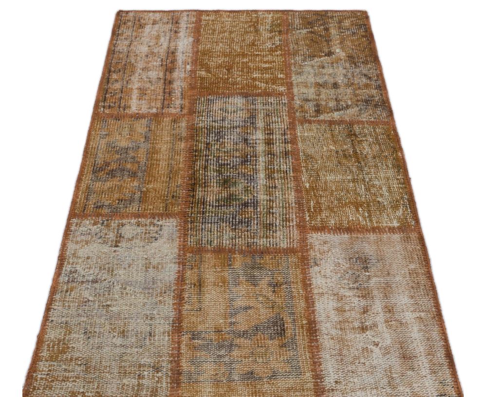Brown Over Dyed Patchwork Unique Rug 2&#39;7&#39;&#39; x 4&#39;11&#39;&#39; ft 80 x 150 cm