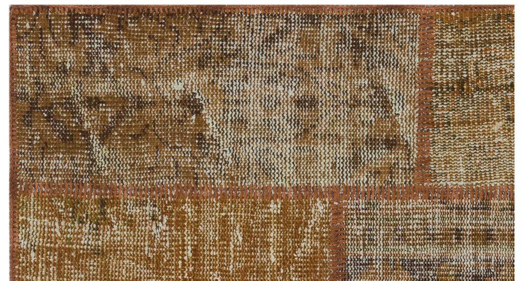 Brown Over Dyed Patchwork Unique Rug 2'7'' x 4'11'' ft 80 x 150 cm