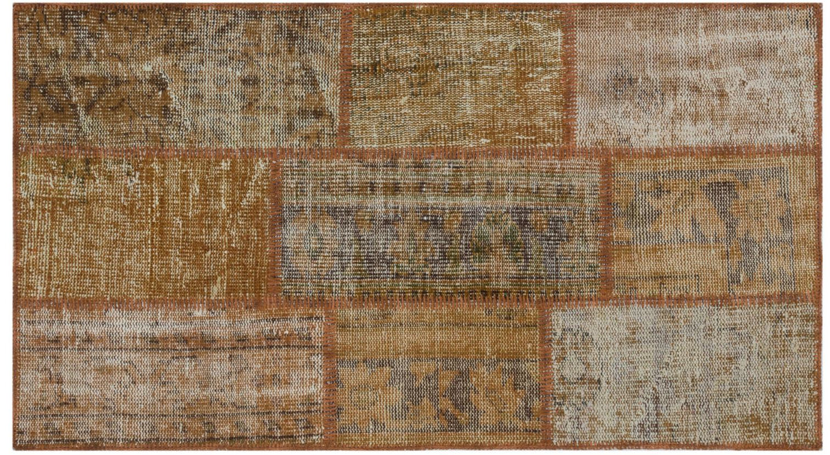 Brown Over Dyed Patchwork Unique Rug 2&#39;7&#39;&#39; x 4&#39;11&#39;&#39; ft 80 x 150 cm