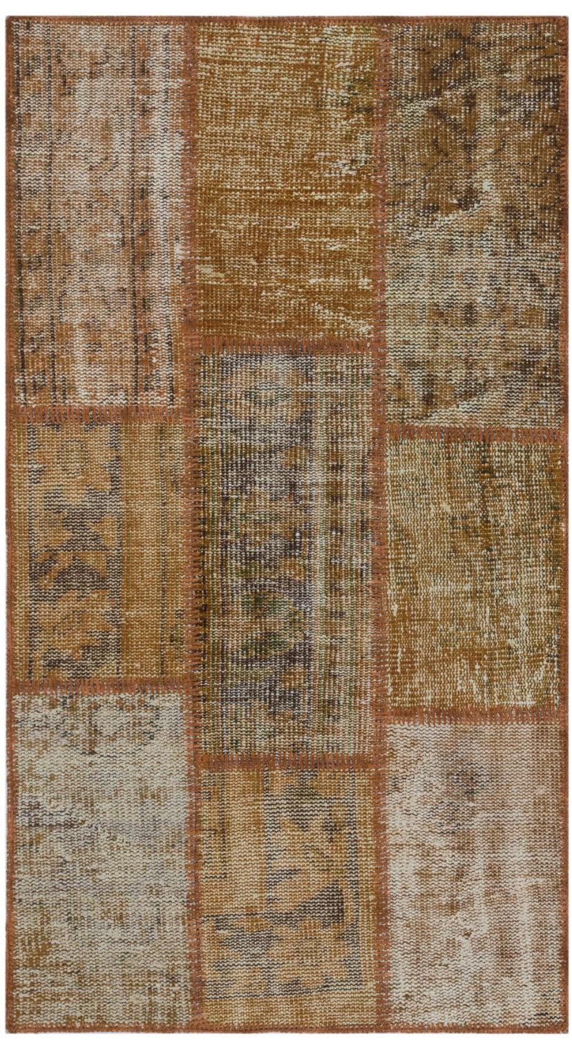 Brown Over Dyed Patchwork Unique Rug 2&#39;7&#39;&#39; x 4&#39;11&#39;&#39; ft 80 x 150 cm