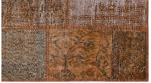 Brown Over Dyed Patchwork Unique Rug 2'7'' x 4'11'' ft 80 x 150 cm
