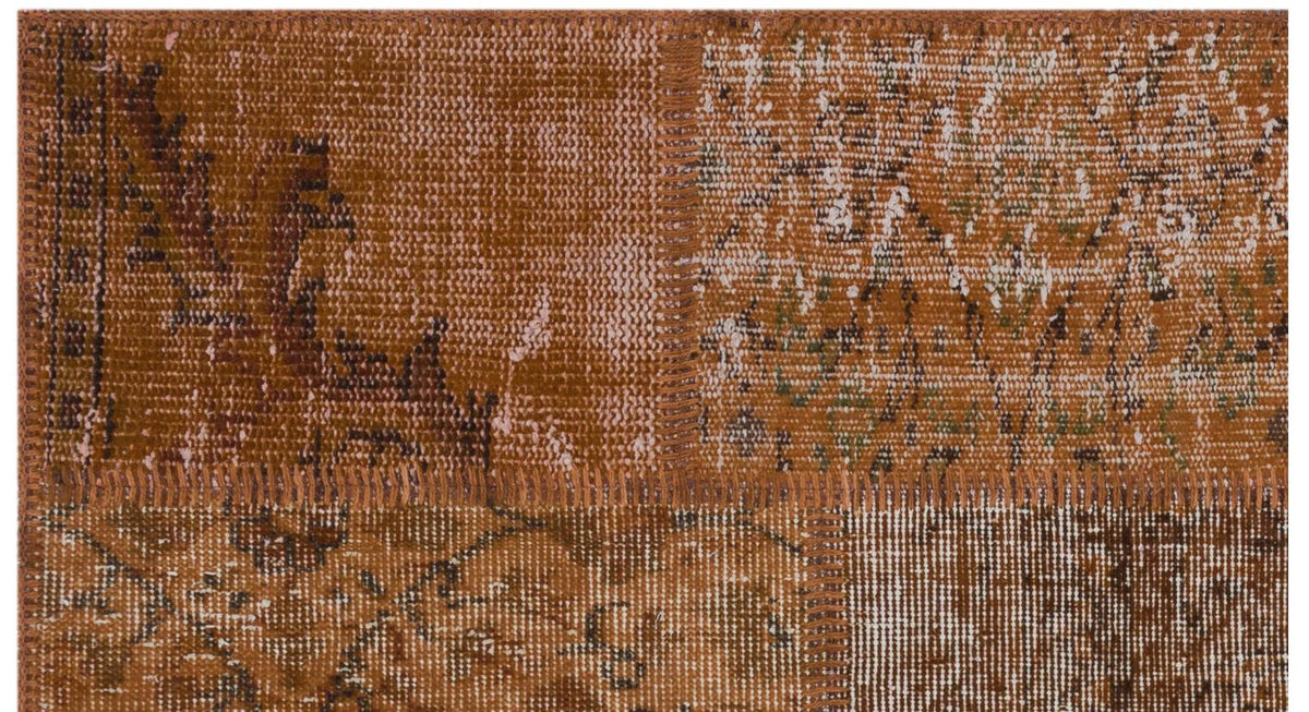 Brown Over Dyed Patchwork Unique Rug 2&#39;7&#39;&#39; x 4&#39;11&#39;&#39; ft 80 x 150 cm