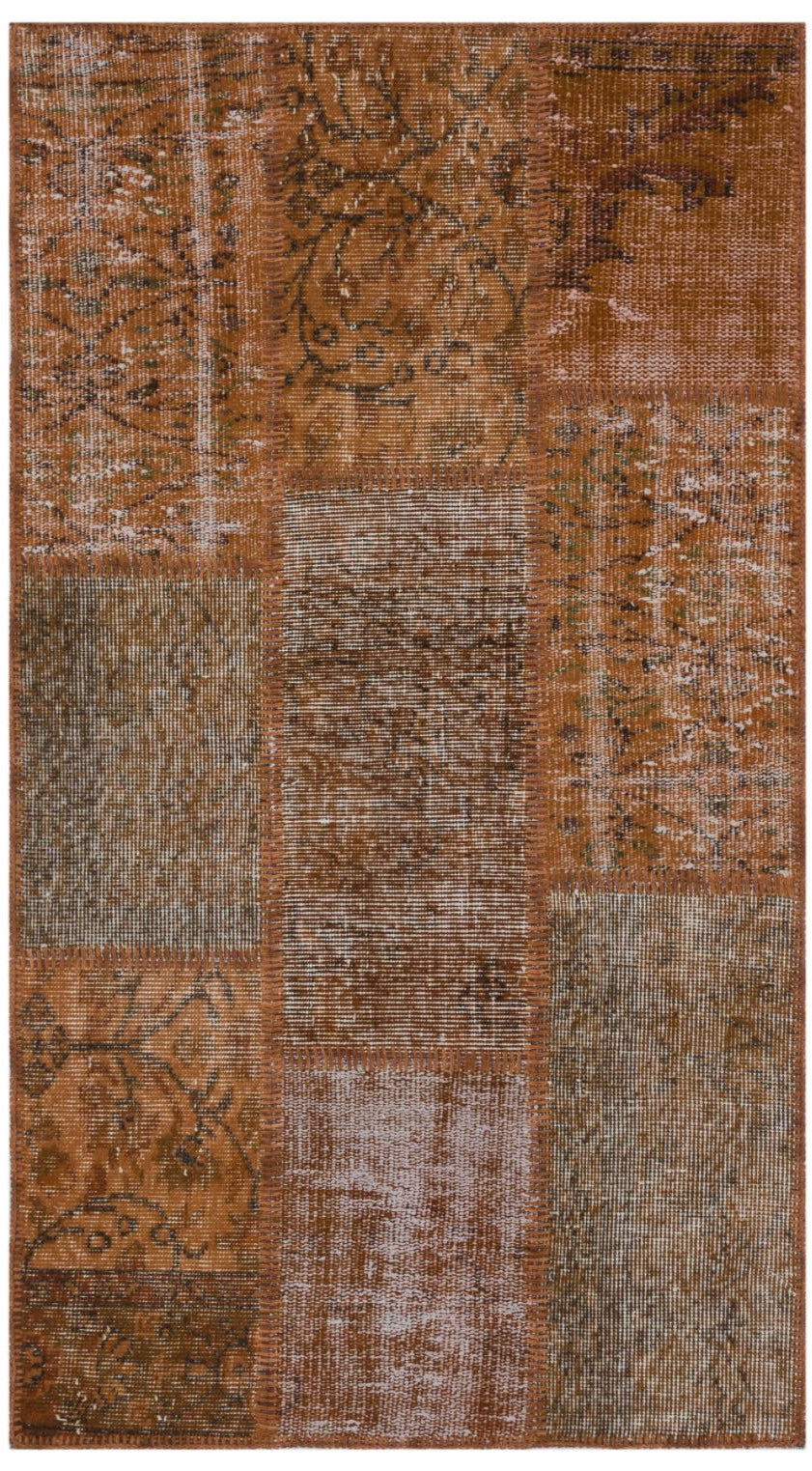 Brown Over Dyed Patchwork Unique Rug 2&#39;7&#39;&#39; x 4&#39;11&#39;&#39; ft 80 x 150 cm