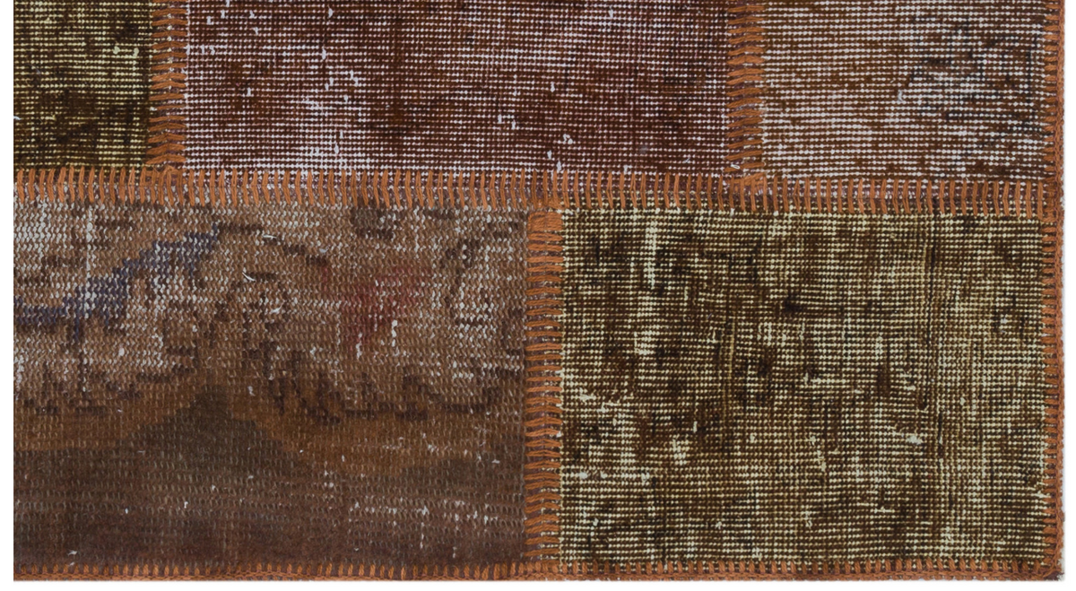Brown Over Dyed Patchwork Unique Rug 2&#39;7&#39;&#39; x 4&#39;11&#39;&#39; ft 80 x 150 cm