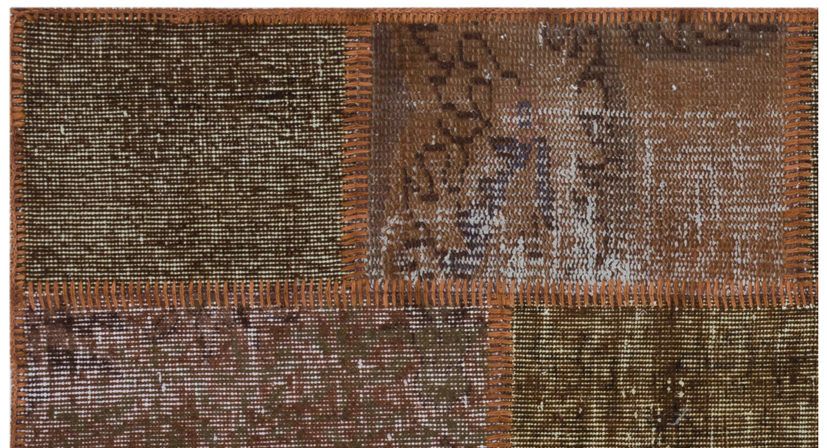 Brown Over Dyed Patchwork Unique Rug 2&#39;7&#39;&#39; x 4&#39;11&#39;&#39; ft 80 x 150 cm