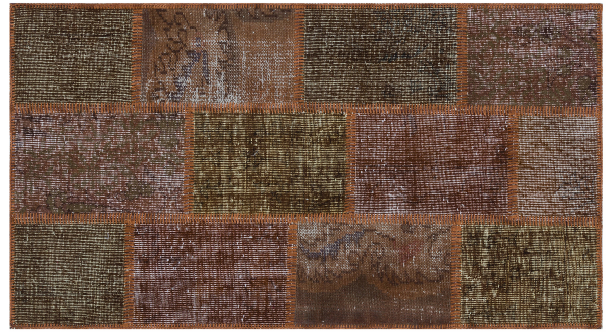 Brown Over Dyed Patchwork Unique Rug 2&#39;7&#39;&#39; x 4&#39;11&#39;&#39; ft 80 x 150 cm