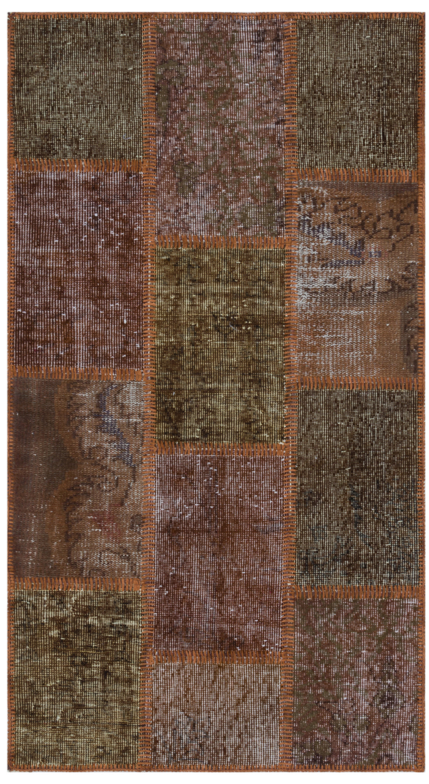 Brown Over Dyed Patchwork Unique Rug 2&#39;7&#39;&#39; x 4&#39;11&#39;&#39; ft 80 x 150 cm