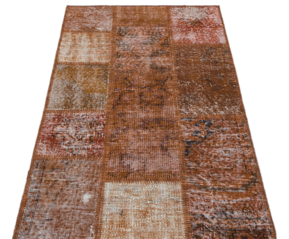 Brown Over Dyed Patchwork Unique Rug 2&#39;7&#39;&#39; x 4&#39;11&#39;&#39; ft 80 x 150 cm