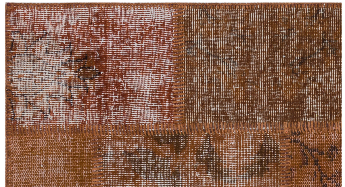 Brown Over Dyed Patchwork Unique Rug 2&#39;7&#39;&#39; x 4&#39;11&#39;&#39; ft 80 x 150 cm