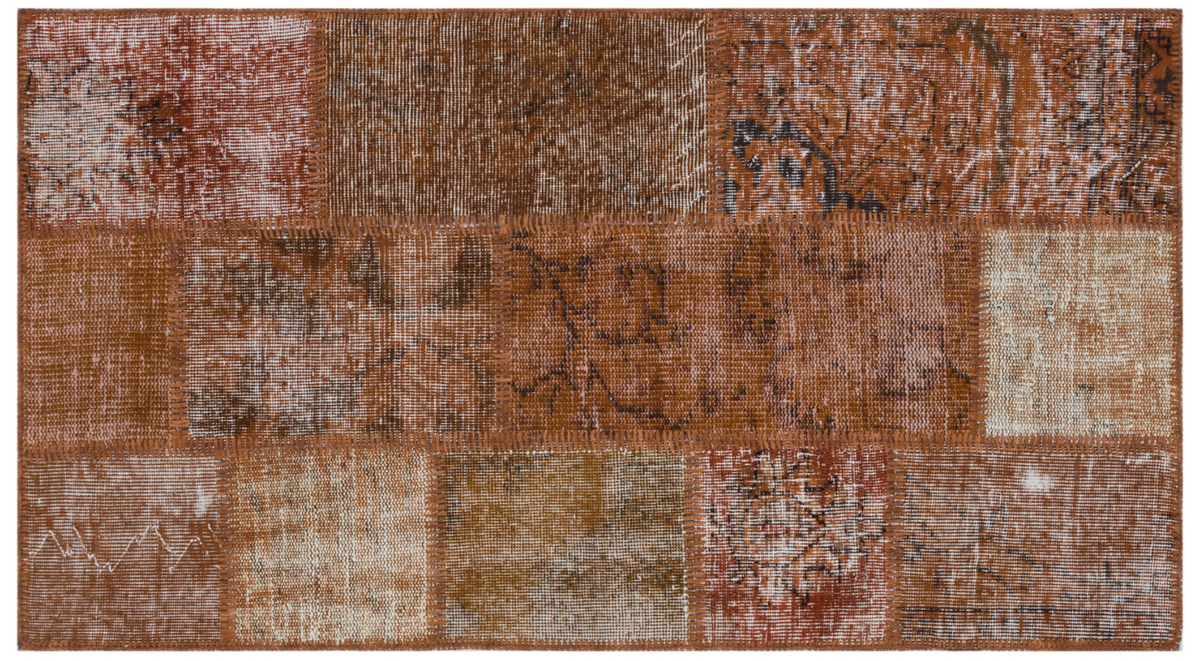 Brown Over Dyed Patchwork Unique Rug 2&#39;7&#39;&#39; x 4&#39;11&#39;&#39; ft 80 x 150 cm