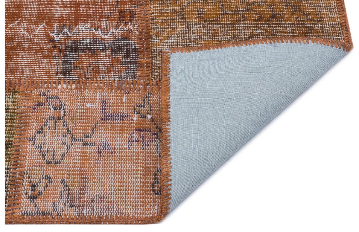 Brown Over Dyed Patchwork Unique Rug 2&#39;7&#39;&#39; x 4&#39;11&#39;&#39; ft 80 x 150 cm